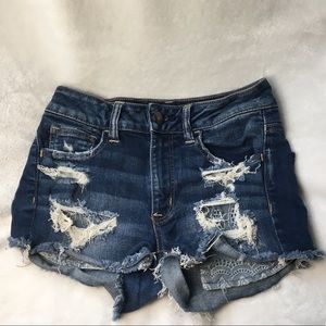 American Eagle, SuperStretch denim shorts w/ lace